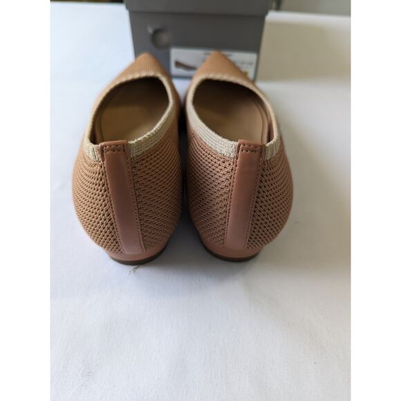 Vionic Dahlia Ballet Skimmer Flat Toasted Nut Knit Shoes Size 6 Pointy Toe - Picture 4 of 10